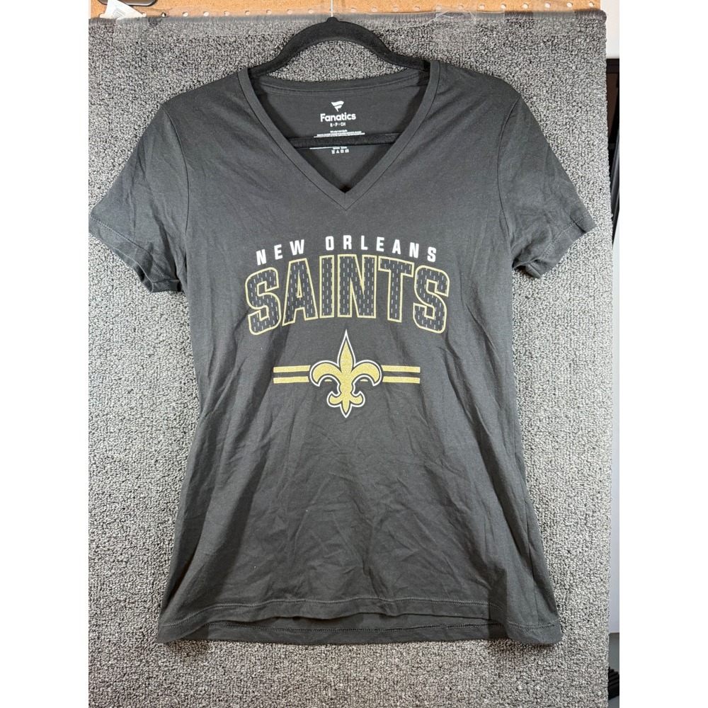 Fanatics T-Shirt Womens Small Gray New Orleans Saints V-Neck NFL Tee